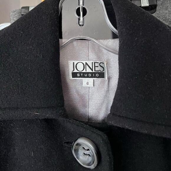 🚓 Jones New York Wool Blend Pea Coat 6 Black - Picture 3 of 14